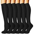 thumbnail image 1 of Black Compression Socks for Women & Men 6 Pairs, Best Support for Nurses Running Travel, S/M, 1 of 7