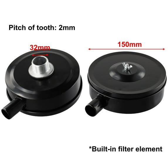 Black Compressor Male Threaded 32mm Air Intake Silencer Filter Metal Shell 150mm