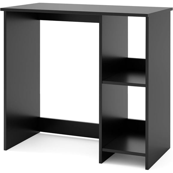 Black Computer Desk, Modern Writing Desk with Storage Shelves, Compact Gaming Table, Wood Home Office Desks, Small Desk for Bedroom, Living Room, Study (Black)
