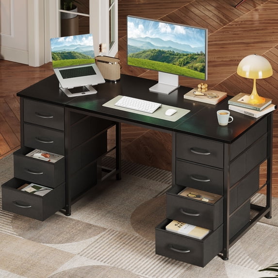 Casacomoda, Computer Desk, 48 inch with 8 fabric drawers, black ...