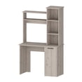 thumbnail image 1 of Black Computer Desk with Hutch &amp; Shelves - 38.7" Pine Wood Office Desk, Modern Design, Ideal for Home or Office, Engineered Wood, Extra Storage., 1 of 11