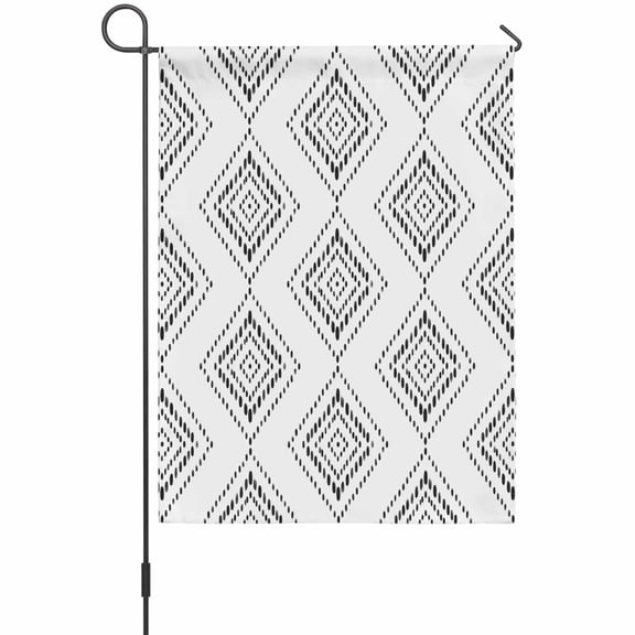 Black Concentric Diamond House Flags For Outdoor, Modern Abstract Geometric Checkered Grid Small Double Side Yard Flags Weather Proof House Decor for Lawn Outside Holiday 28 x 40 Inches
