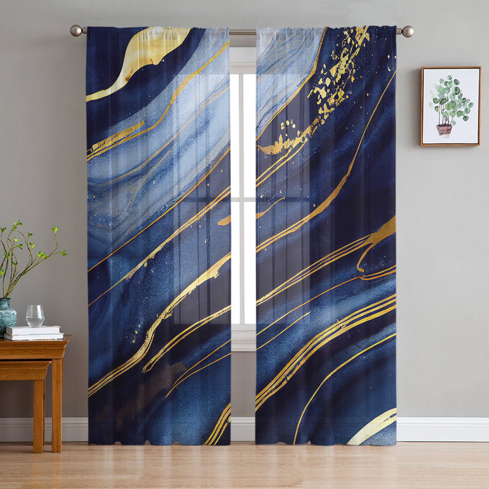 Black Concrete Crack Tulle Curtains for Living Room Bedroom Modern