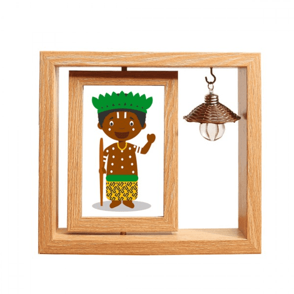 Black Congo Cartoon Art Deco Fashion Wooden Rotating Picture Photo Frame 4x6