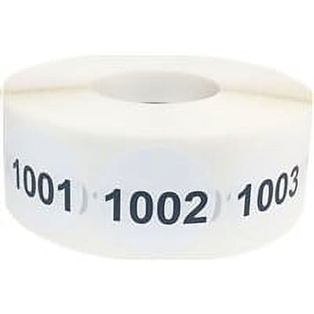 Black Consecutive Number Labels 1001-2000 Repeating | 1" inch - 1000 Pack | InStockLabels.com