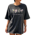 thumbnail image 1 of Black Consider How The Wildflowers Grow Luke 12:27 Pastel Washed T-Shirt Christian Faith Religious Belief Inspirational Message Casual Wear Tops S-2XL, 1 of 5
