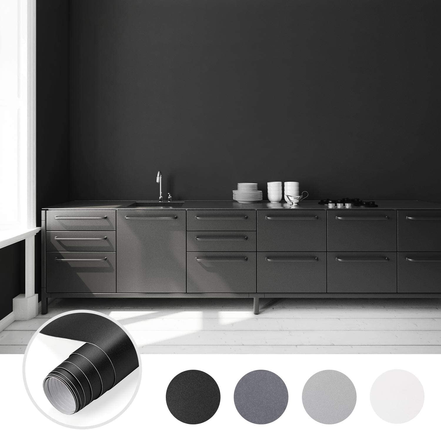 Black Contact Paper Peel And Stick Wallpaper For Shelf Liner