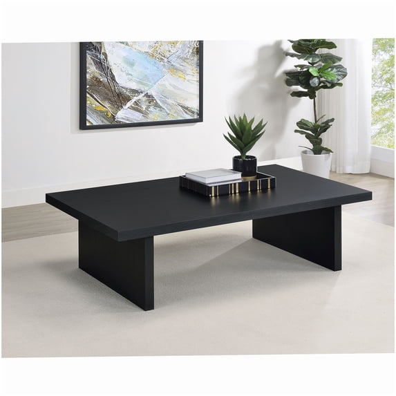 Black Contemporary Rectangular Coffee Table for Primary Living Space ...