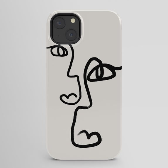 Black Continuous-Line Face Tough Case for Apple iPhone, Polycarbonate ...