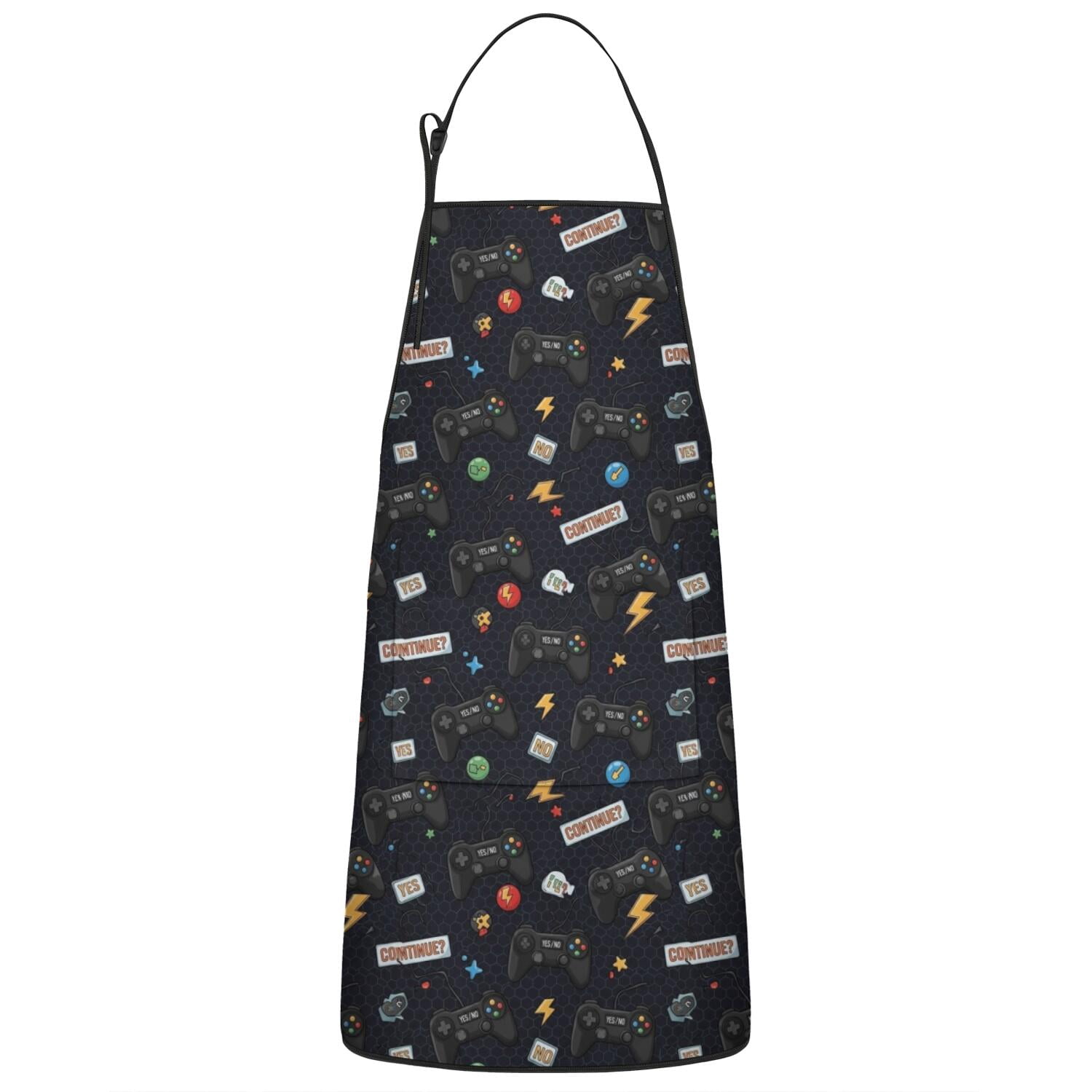 Black Controllers Games Icons Black Pattern Apron-Garden Aprons for ...