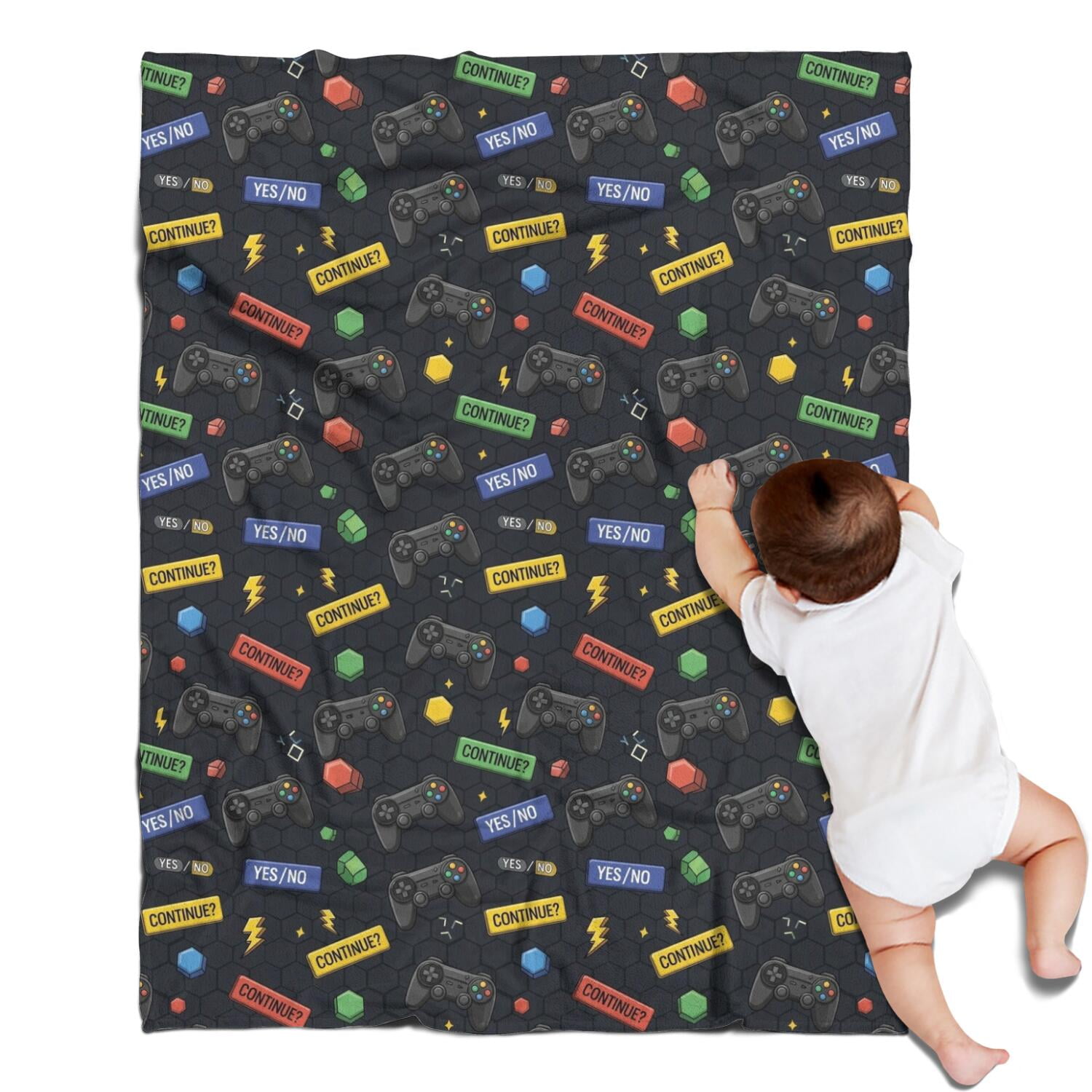 Gaming Joystick Print Pattern Hooded Blanket