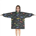 thumbnail image 1 of Black Controllers Games Icons Black Pattern Blanket Hoodies for Kids 6-13YR Oversize Wearable Blanket Hoodies for Boys Girls Teens, 1 of 7
