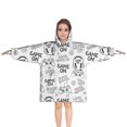 thumbnail image 1 of Black Controllers Games Icons White Pattern Blanket Hoodies for Kids 6-13YR Oversize Wearable Blanket Hoodies for Boys Girls Teens, 1 of 7