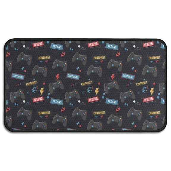 Black Controllers Games Labels Black Pattern Door Rugs,Washable Non Slip Door Mats Indoor,Decorative Door Mats,Entry Mat Indoor for Entrance,Bedroom,Kitchen,Bathroom,30"x17"