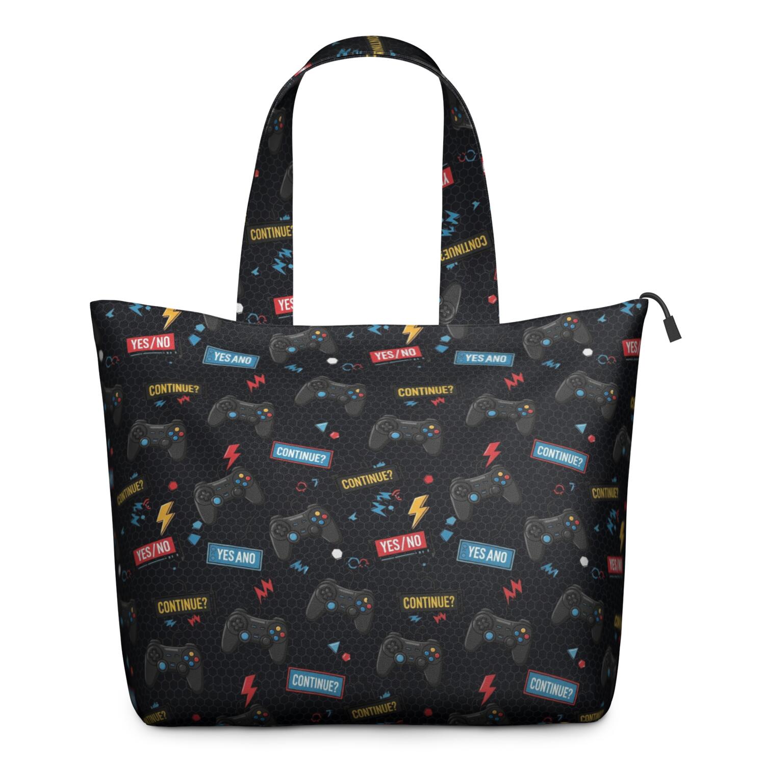Black Controllers Games Labels Black Pattern Travel Tote Bags for Women Carry On,Large Weekender Bags for Women Travel,Multi Functional Duffle Bag for Work,Shopping,Sports