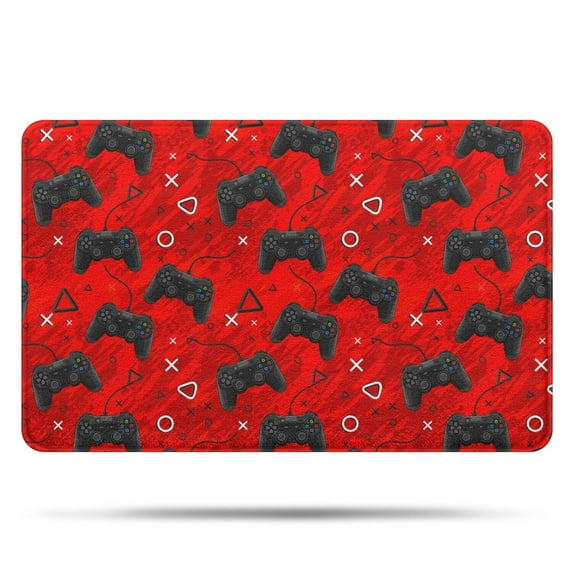 Black Controllers Games Symbols Red Pattern Bathroom Rugs Mat,Non Slip Microfiber Bathroom Rug,Rubber Backing,Soft Bathroom Mats for Bathroom Floor,Tub and Shower,20x32in(50x80cm)