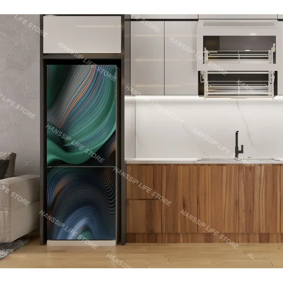 Black Cool Girl Refrigerator Door Mural Sticker Waterproof PVC Gray Fridge Door Wrap Cover 3D Wallpaper Kitchen rations