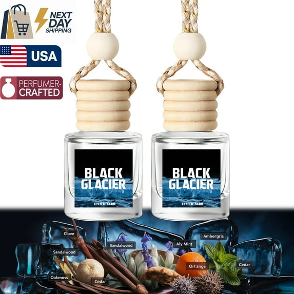 Black Cool Ice Car Essential Oil Diffuser – Hanging Air Freshener for Car Interior, Long-Lasting Aromatherapy Scent, 2-Pack Gift Set