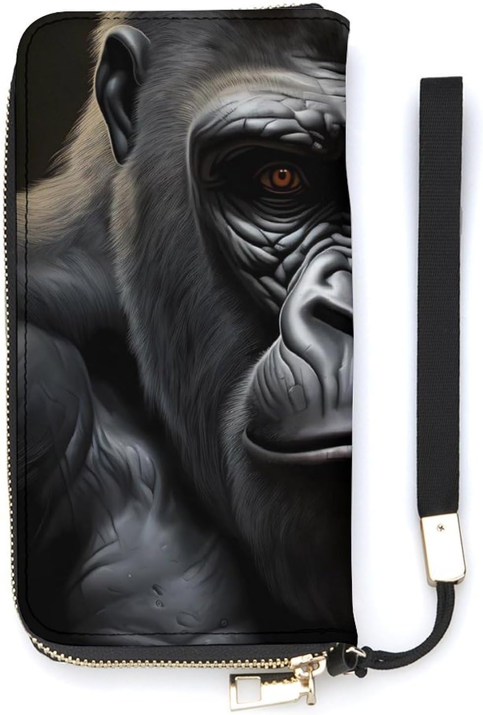 Black Cool Monkey Wristlet Wallet Leather Long Card Holder Purse Slim