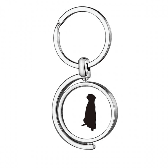 Black Copher Cute Animal Portrayal Rotating Keychain Metal Keyring Holder