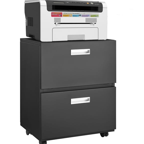 Black Copier Stand - 4 Rotating Wheels - Conference Room Use - Stylish Design