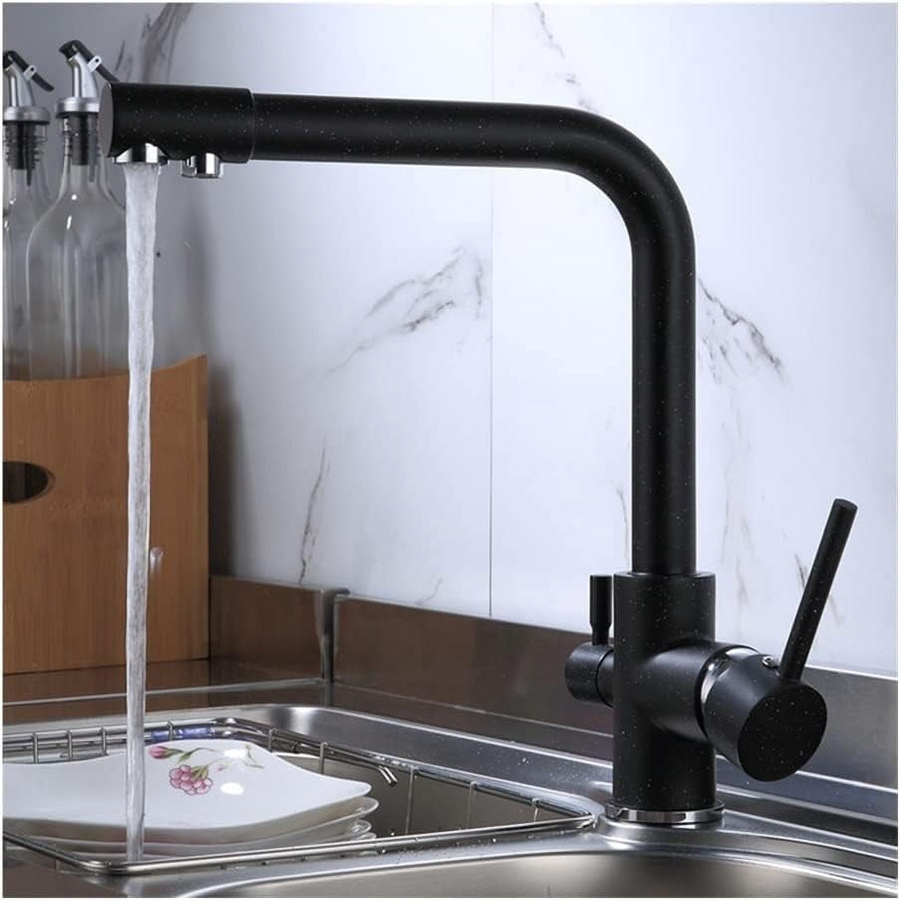 Black Copper Kitchen Faucet with 360 Degree Rotation, Water ...