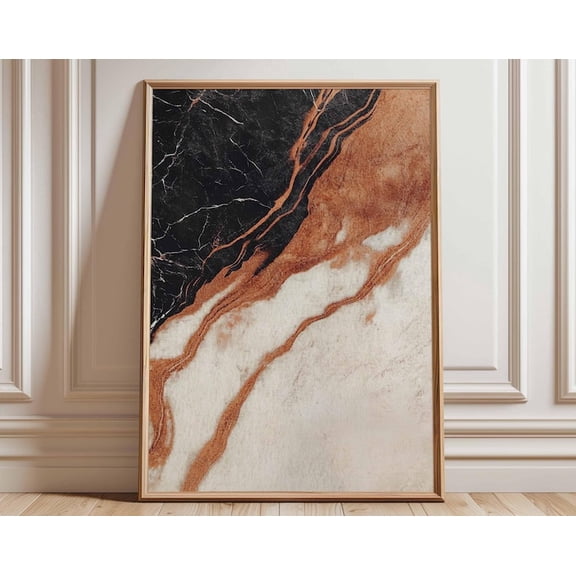 Black Copper Marble Abstract Wall Art Print