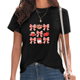 thumbnail image 1 of Black Coquette Strawberry Dessert Gingham Bow Print T-Shirt Women's Casual Loose Fit Short Sleeve Cute Fruit Pastry Aesthetic Summer Graphic Tee Tops S-5XL, 1 of 5