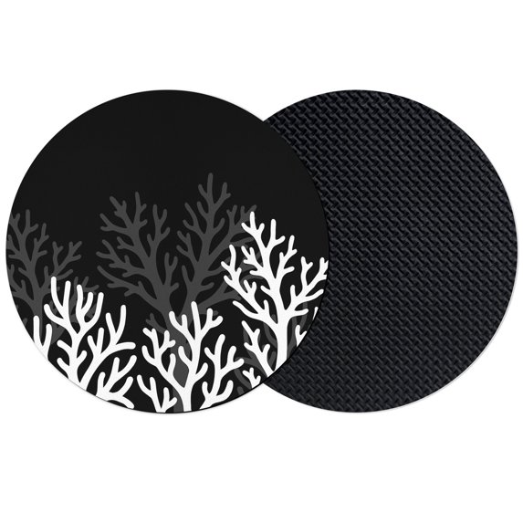 Black Coral Coastal Coasters Set of 2, Absorbent Coasters for Drinks, Seaside Nautical Summer Ocean Sea Coaster for Desk Coffee Table Protection, Home Decor House Warming Gifts 4"