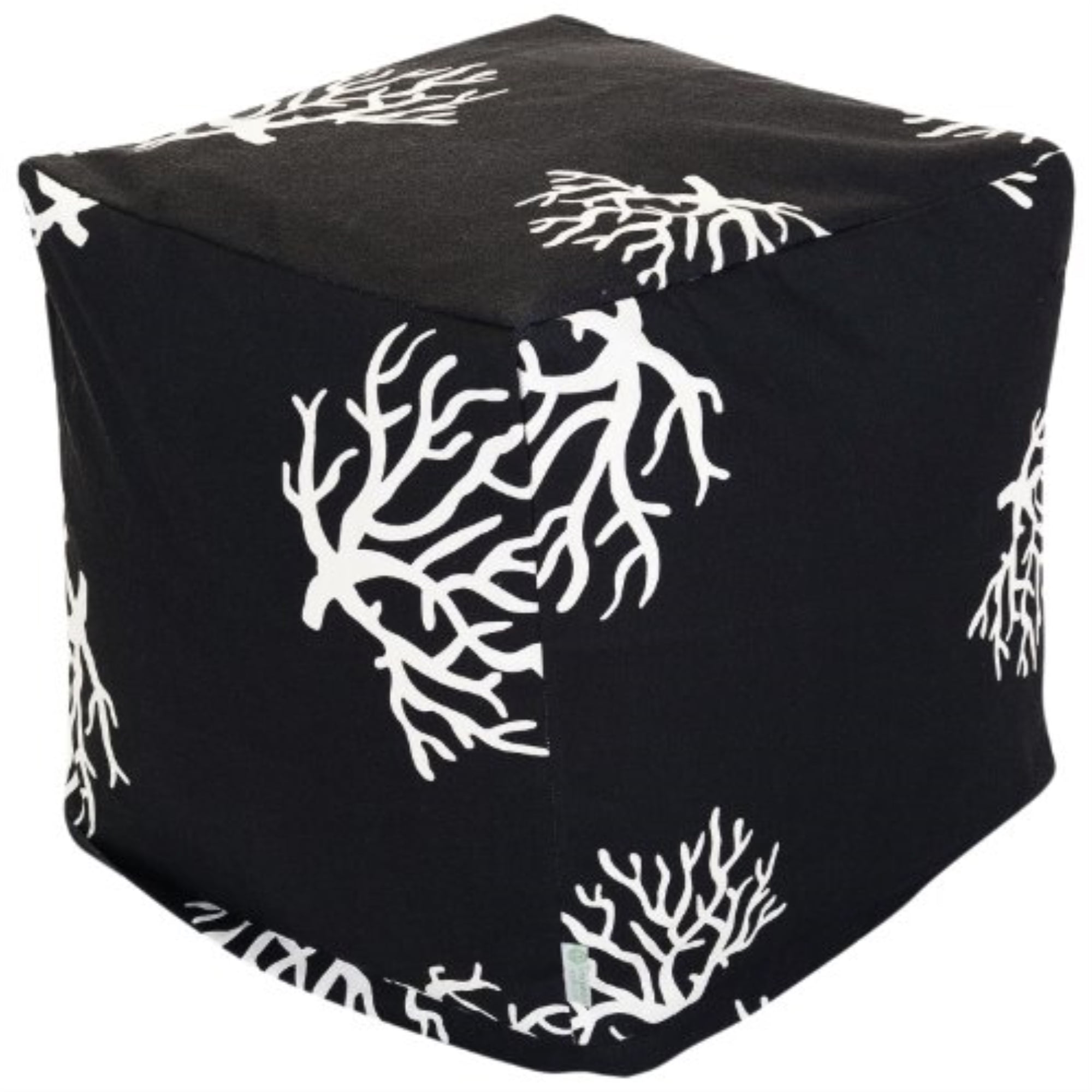 Black Coral Compact Outdoor Ottoman Pouf with UV Protection