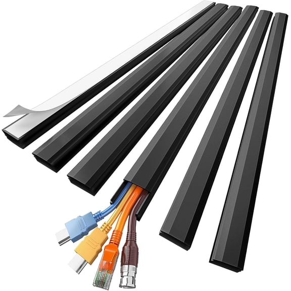 Black Cord Hider, LazySpin 85" Cord Covers for 3-4 Wires on Wall, Large Cable Hider