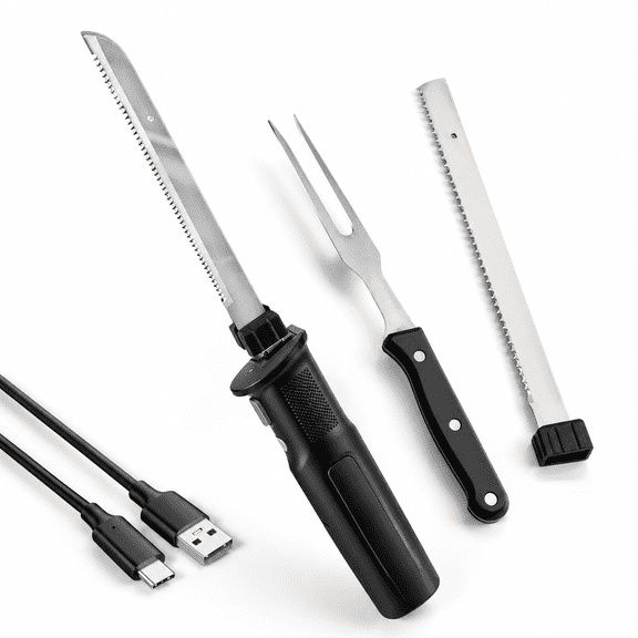 Black Cordless Electric Carving For Meat Slicing Fish Bread Turkey