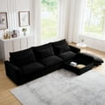 thumbnail image 1 of Black Corduroy Living Room , Sectional With 3 Pillows And Storage For Home, Footstool, 1 of 5
