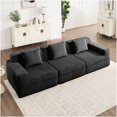 thumbnail image 1 of Black Corduroy Modular Sectional Sofa, 3-Seater Boneless Design with Deep Seating and Pillows, 1 of 5