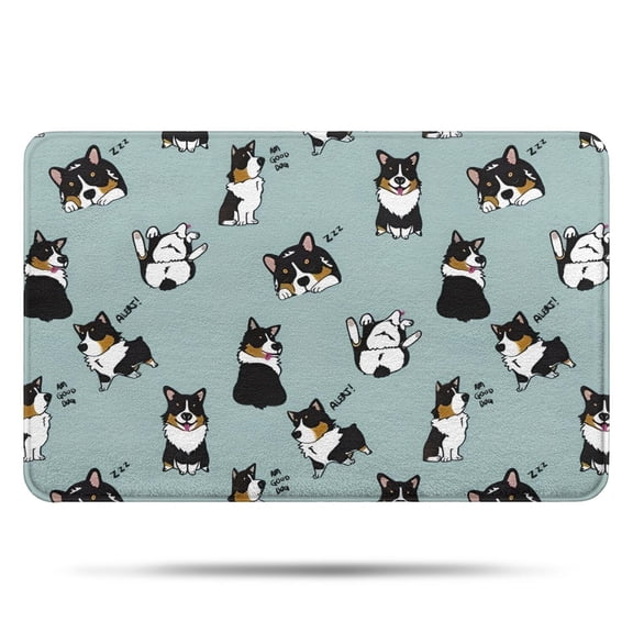 Black Corgi Bathroom Rugs Mat,Non Slip Microfiber Bathroom Rug,Rubber Backing,Soft Bathroom Mats for Bathroom Floor,Tub and Shower,17x27in(43x68cm)