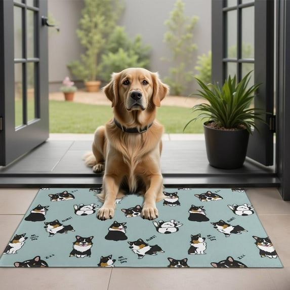 Black Corgi Door Rugs,Washable Non Slip Door Mats Indoor,Decorative Door Mats,Entry Mat Indoor for Entrance,Bedroom,Kitchen,Bathroom,20"x32"