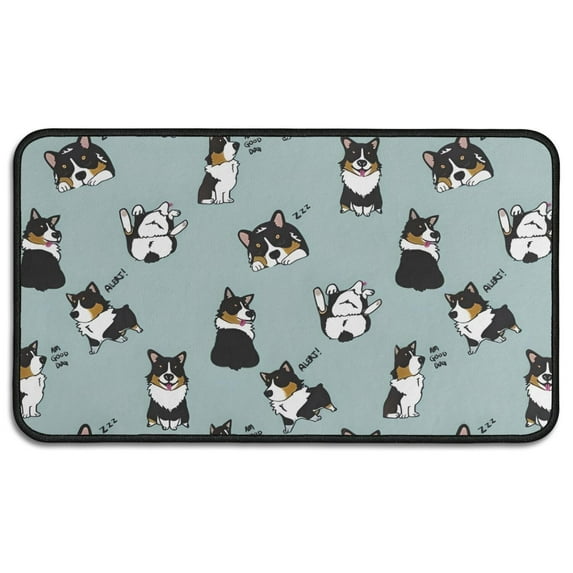 Black Corgi Door Rugs,Washable Non Slip Door Mats Indoor,Decorative Door Mats,Entry Mat Indoor for Entrance,Bedroom,Kitchen,Bathroom,30"x17"