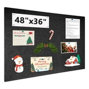 60"x36" Black Large Bulletin Board Decorative Foldable Felt Pin Board Square Felt Wall Tiles Photo Display Board for Wall Cork Boards DIY Vision Board with Self-Adhesive Tape Home School Office Decor