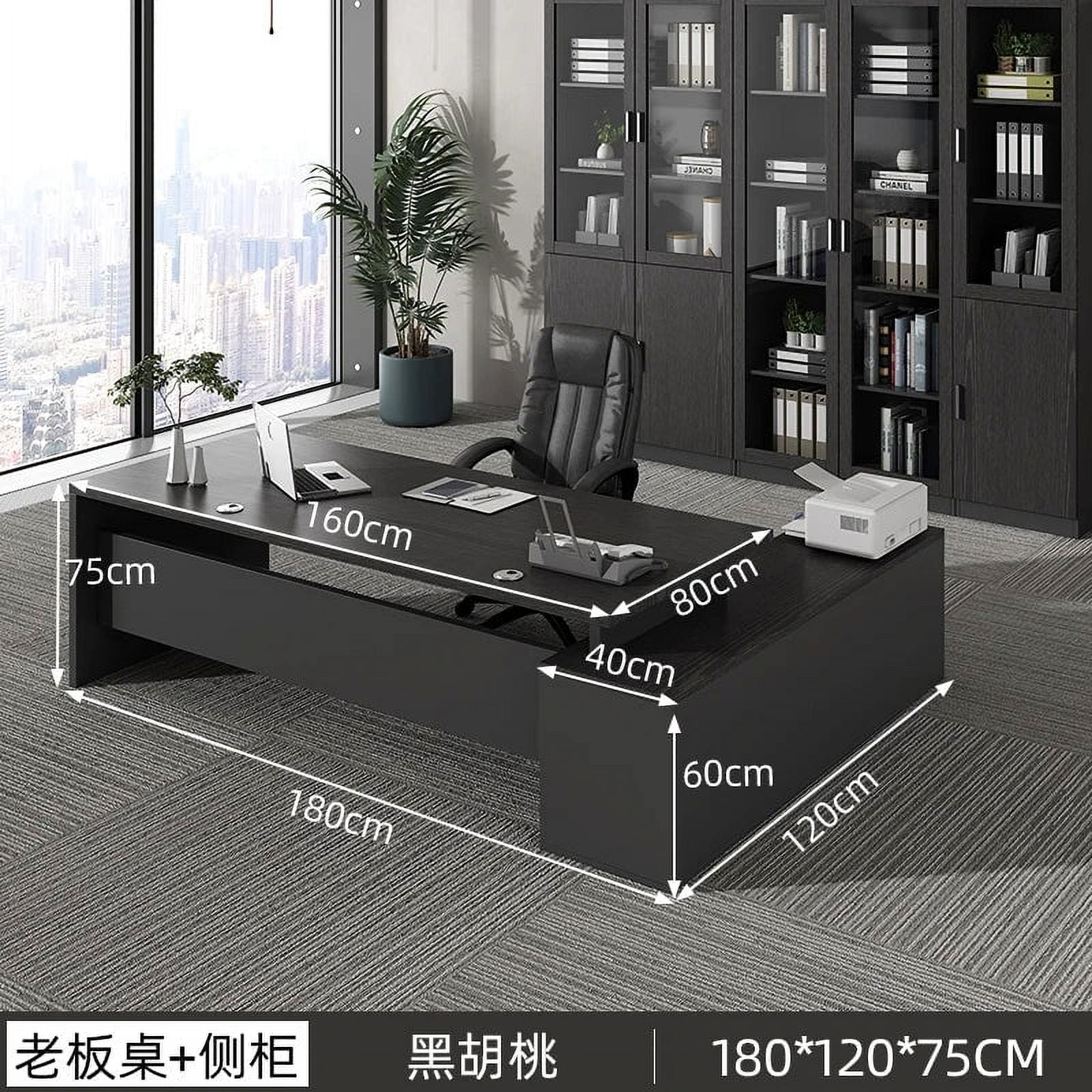 Black Corner Office Desk Executive Luxury Modern Organization Computer