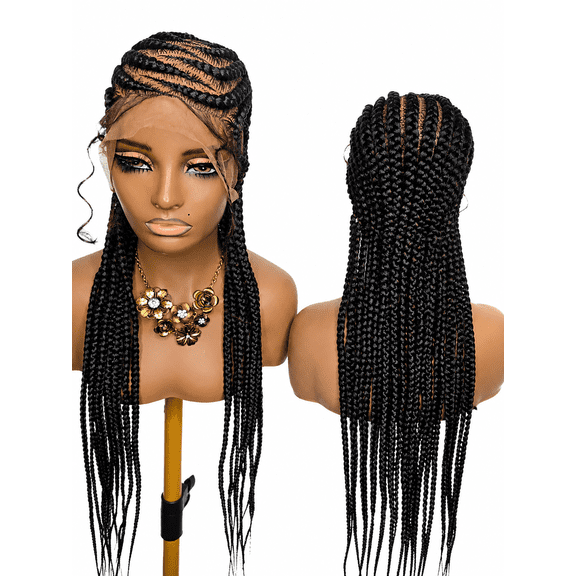 Black Cornrows Synthetic Braided Wig with Natural Look High-Quality Braids for Everyday Wear Natural Hair Style