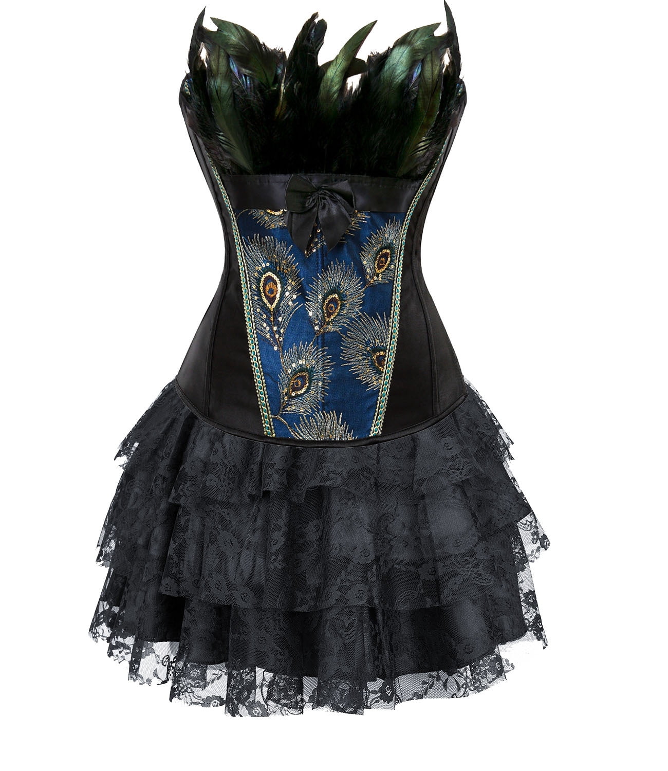 Black Corset Dress Bustier Skirt Set for Women Plus Size Lingerie ...