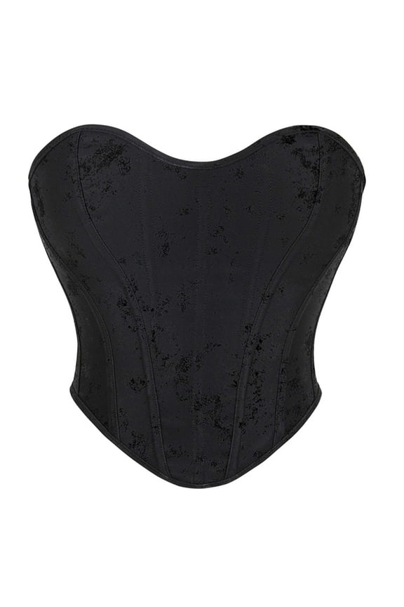Black Corset Tops, Women Boned Bustier Crop Tops Back Zipper Closure Sleeveless Waist Corsets Trainer Black