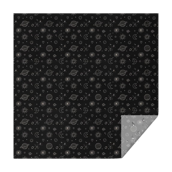 Black Cosmic Pattern Square Tablecloth,Waterproof Square Table Cover,Wipeable Spillproof Washable Table Cover for Home Kitchen Party Decor 42"X42"(107x107cm)