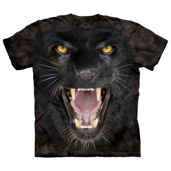 Black Cotton Aggressive Panther Design Novelty Adult T-Shirt