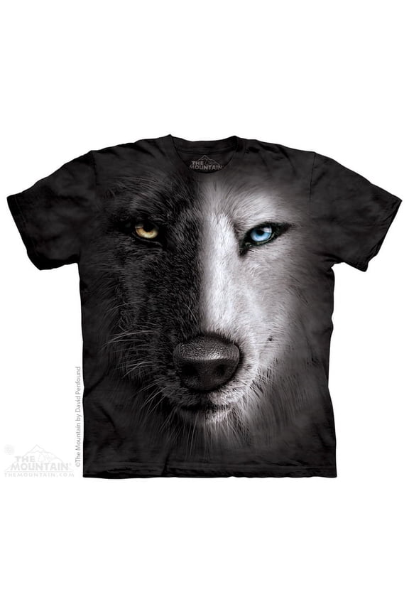 Black Cotton B&W Wolf Face Design Novelty Parody Adult T-Shirt
