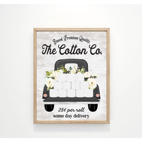 Black Cotton Co 25 Cents Per Roll Bathroom Wall Art Farmhouse Bathroom Wall Decor Available as Poster