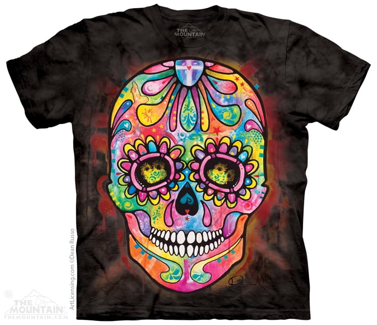 day of the dead dress shirt Birdie Bound Men's & Big & Tall Men's Day of the Dead Print Polo Shirt with Short Sleeves, Sizes Xs-4xlt, Size: Medium, Black