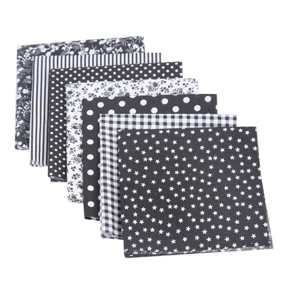 Black Cotton Fabric Squares, 7 Pcs 9.8 X 9.8 In Precut Craft Cloth Bundle For Sewing Quilting And Diy Projects Black