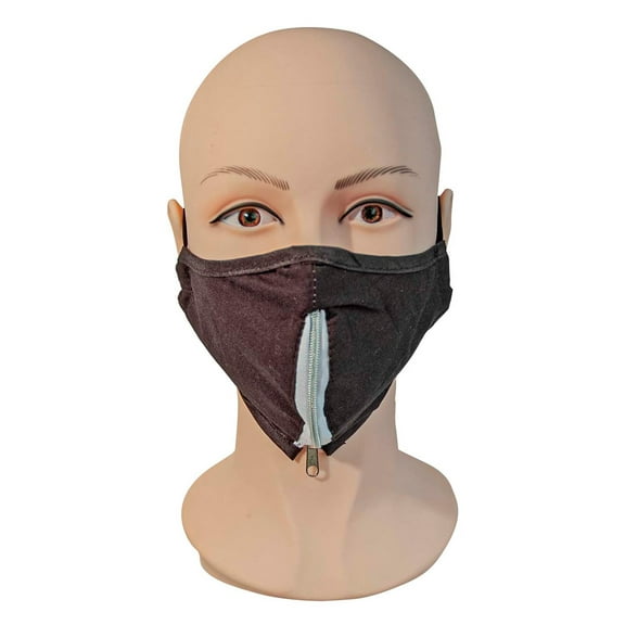 Black Cotton Face Mask with Zipper