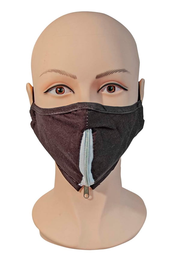 Black Cotton Face Mask with Zipper